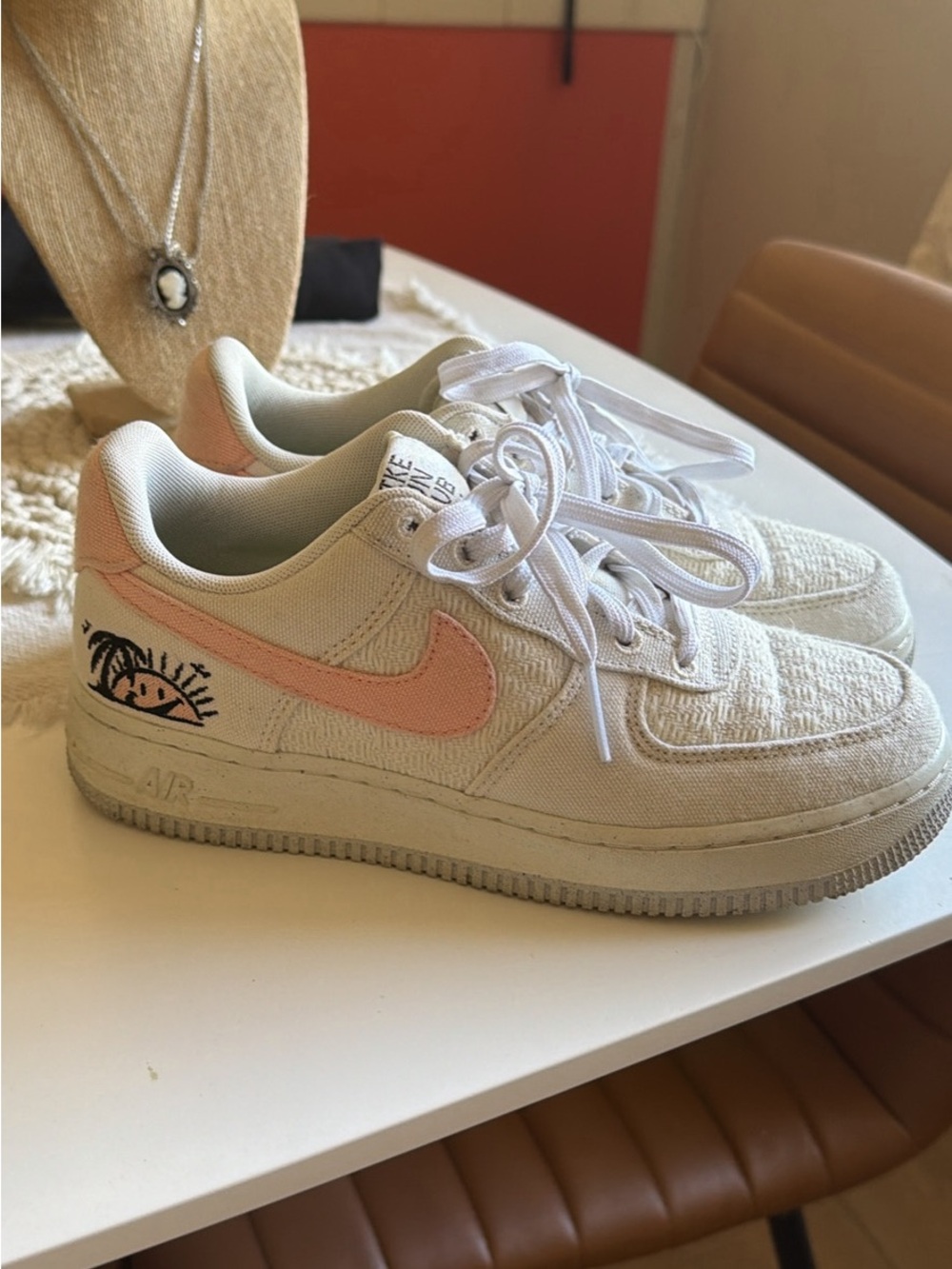 Nike Sun Club White Sneakers with Lime Green Insole 6.5